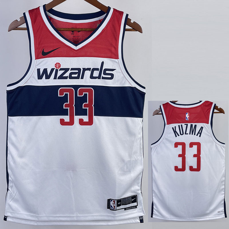 22-23 Wizards KUZMA #33 White Top Quality Hot P...