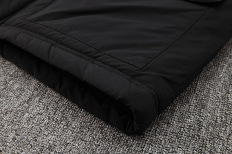 24-25 Marseille Black Hooded Windbreaker Fabric Cotton Coat #G248(橙标)