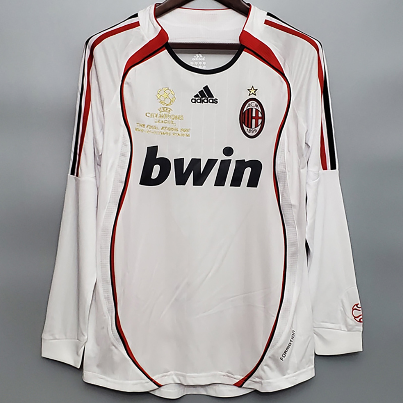 2006-2007 ACM Away White Long Sleeve Retro Socc...