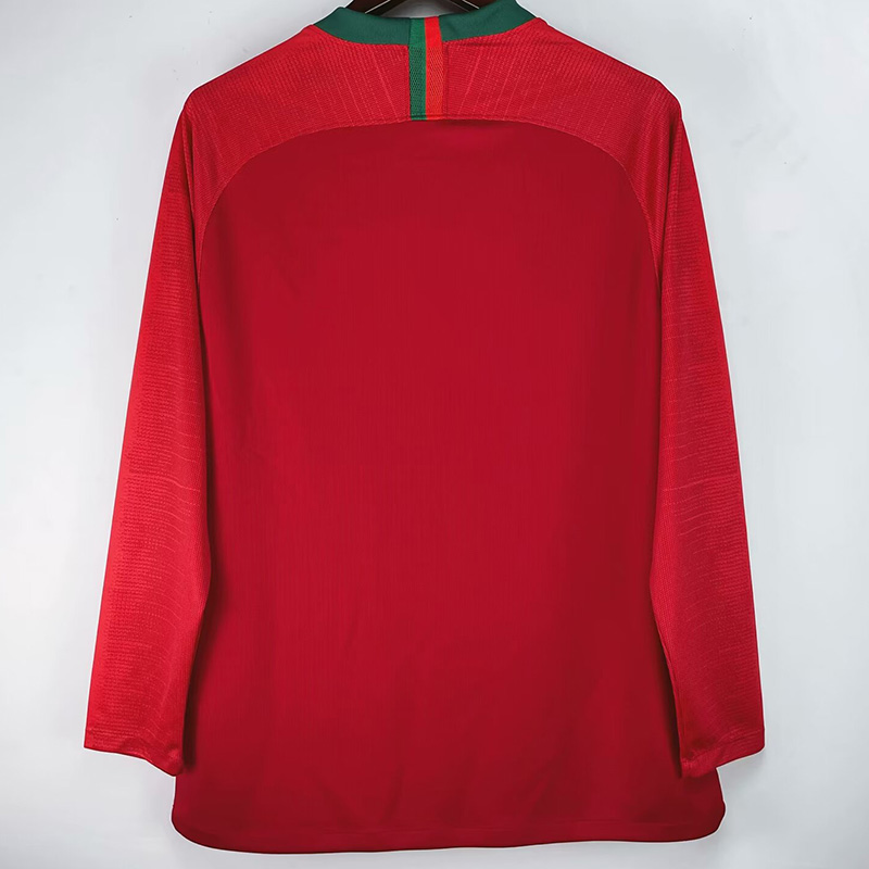 2018 Portugal Home Long Sleeve Retro Soccer Jer...