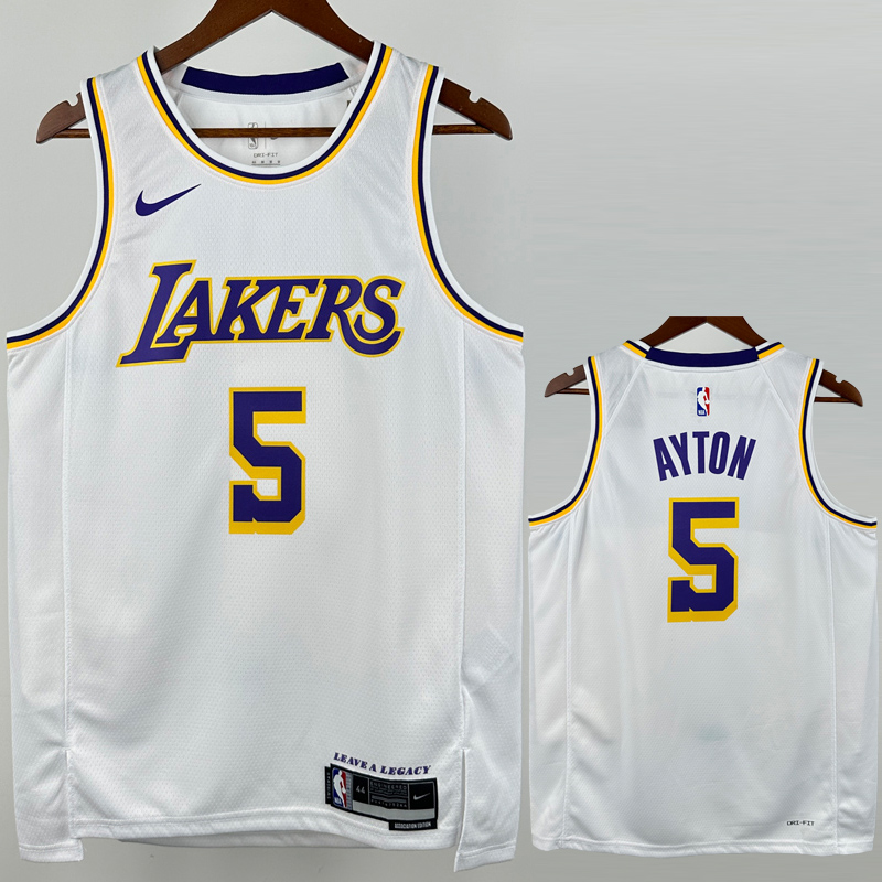 22-23 Lakers AYTON #5 White Top Quality Hot Pressing NBA Jersey(圆领)