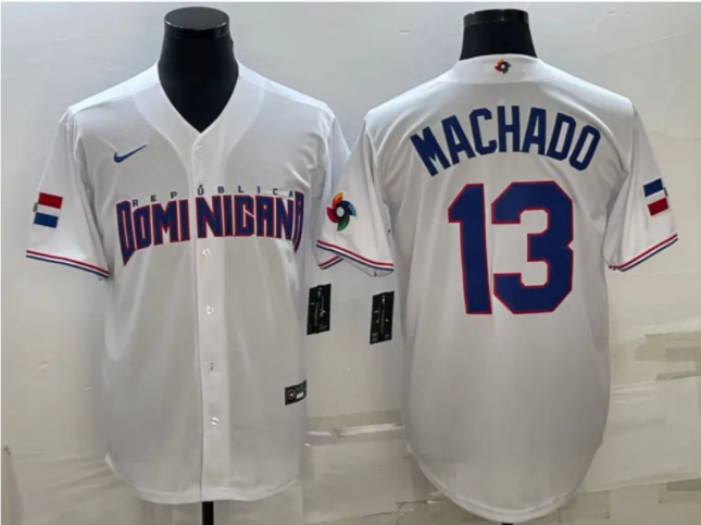 Dominican BASEBALL WORLD CUP CLASSIC JERSEY MACHADO 13 WHITE