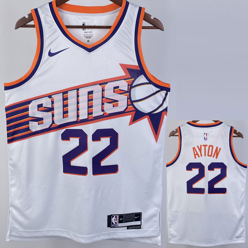 23-24 SUNS AYTON #22 White Top Quality Hot Pres...