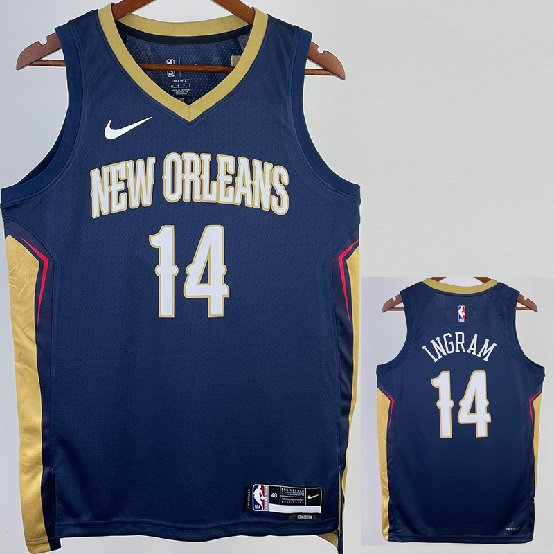 22-23 Pelicans INGRAM #14 Royal Blue Top Qualit...