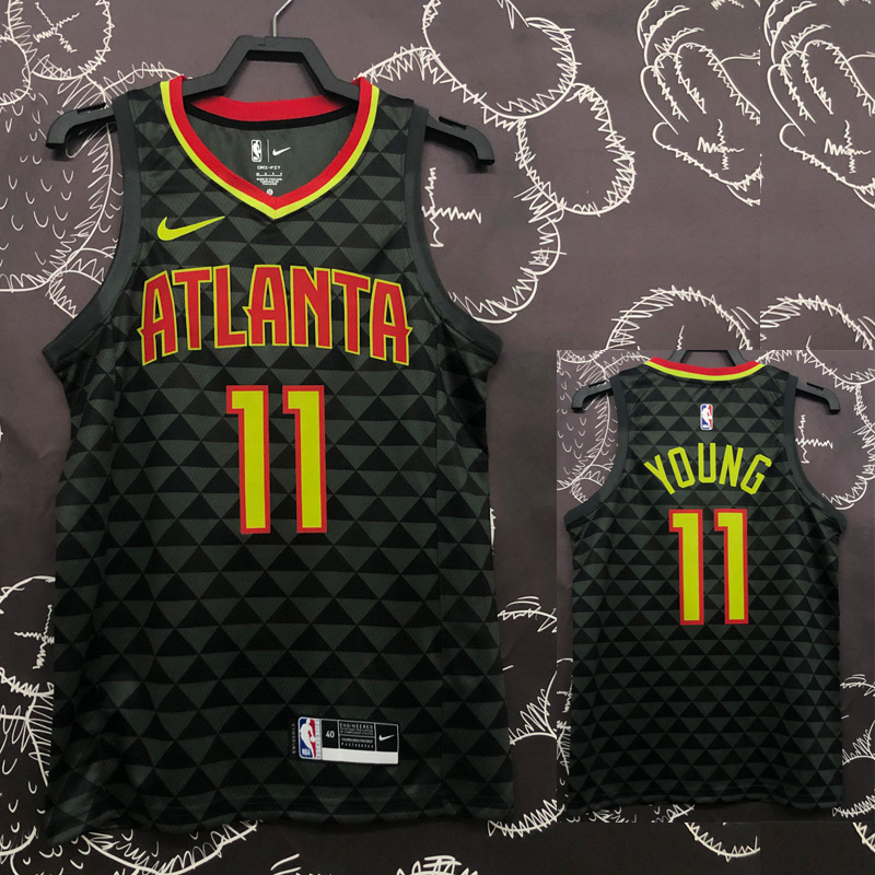 HAWKS YOUNG #11 Black Top Quality Hot Pressing ...
