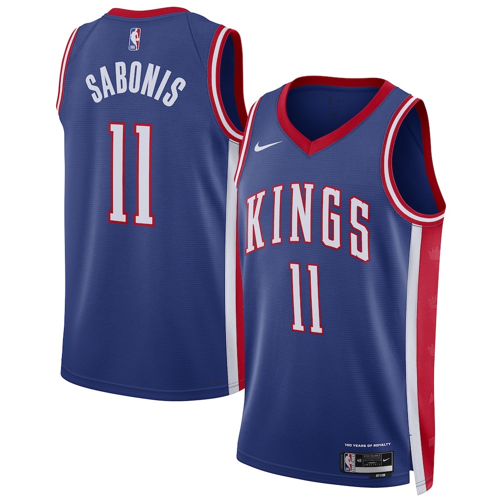 25th season Kings SABONIS#11 City Blue Quality Hot Pressing NBA Jersey(V领）