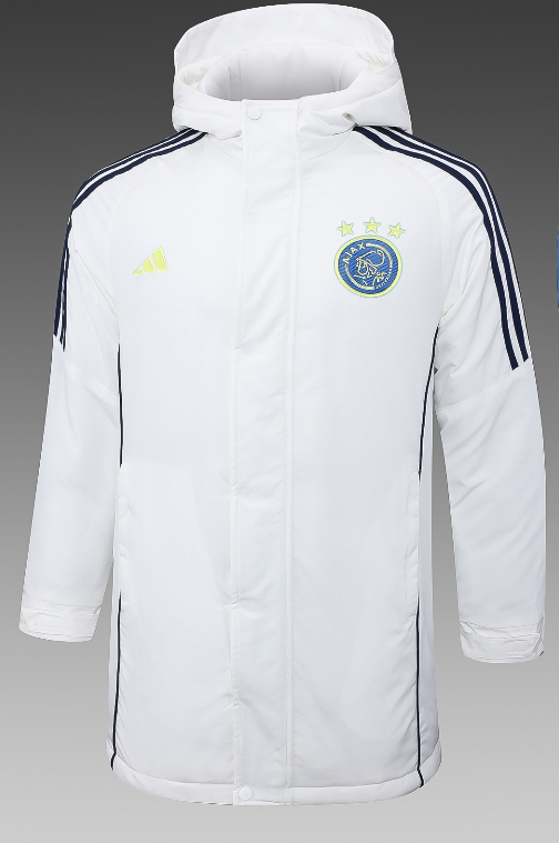 24-25 Ajax White Hooded Windbreaker Fabric Cotton Coat #G188