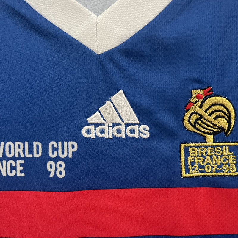 1998 France Home Kids Retro Soccer Jersey