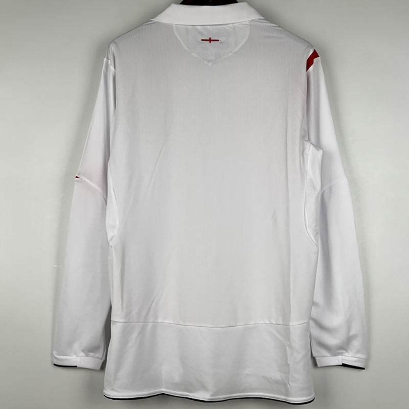 2006 England Home Retro Long Sleeve Soccer Jers...