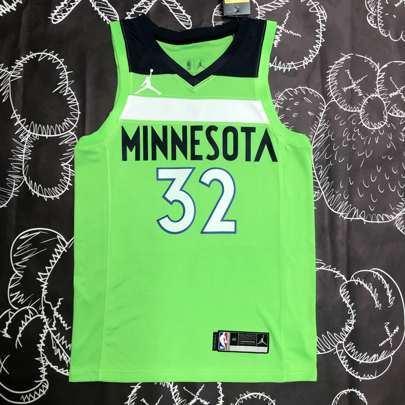 Timberwolves TOWNS #32 Fluorescent Green Top Qu...
