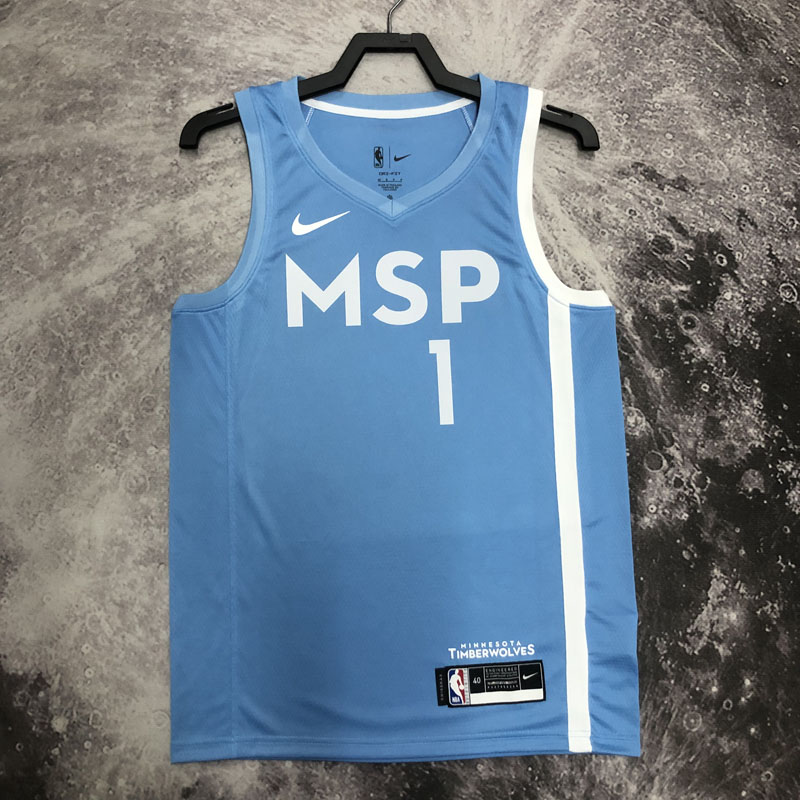 2019-20 Timberwolves EDWARDS #1 Sky Blue Retro ...