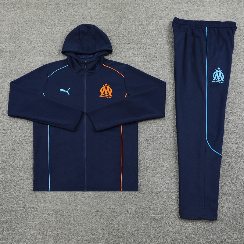24-25 Marseille Royal blue Hoodie Jacket Tracksuit #01