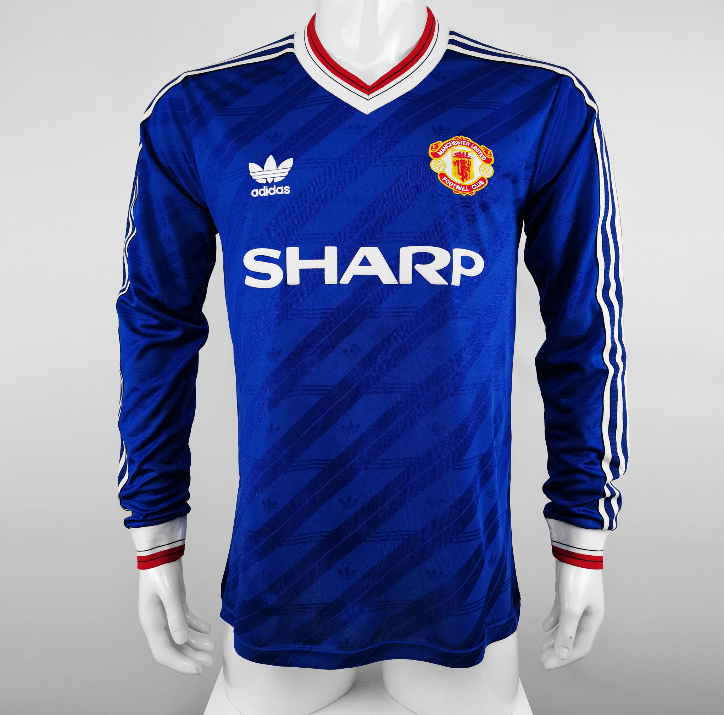 1986 Man Utd AWAY Long sleeve Retro Soccer Jersey