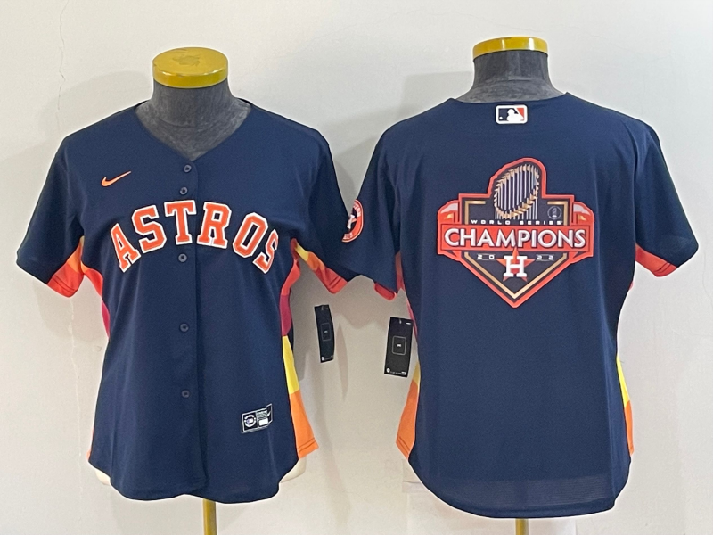 Houston Astros Women's champions baseball jersey fans edition