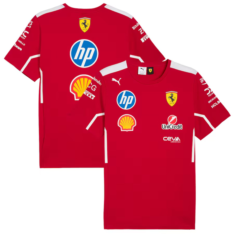 2025 F1 Ferrari Red T-Shirts Racing Suit (圆领)