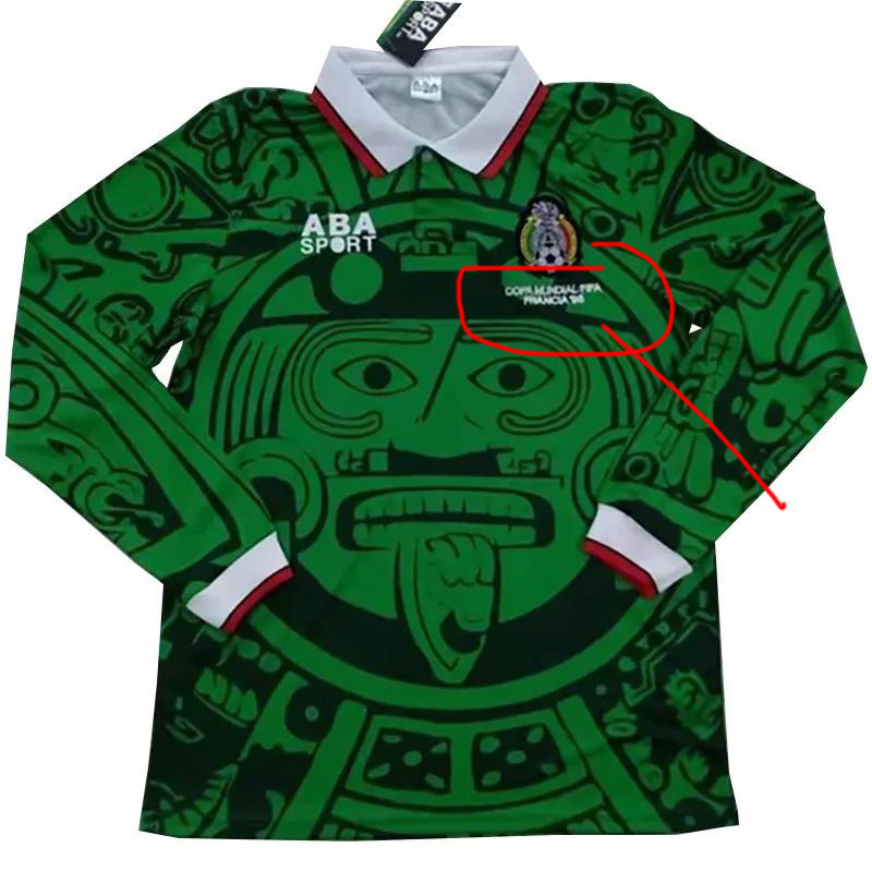 1998 Mexico Home Long Sleeve Retro Soccer Jerse...