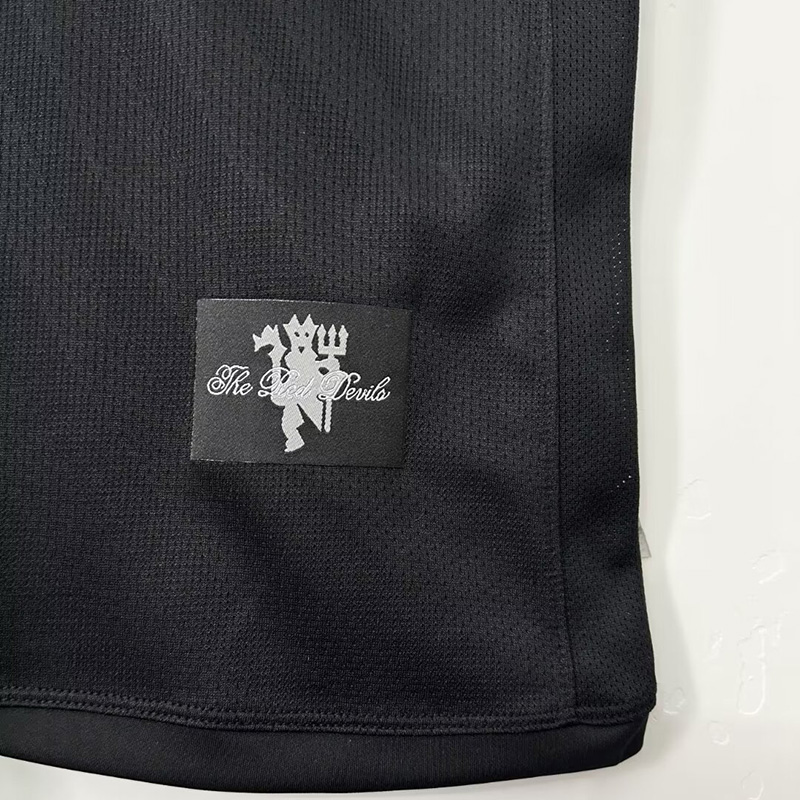 2007-2008 Man Utd Away Black Retro Soccer Jersey