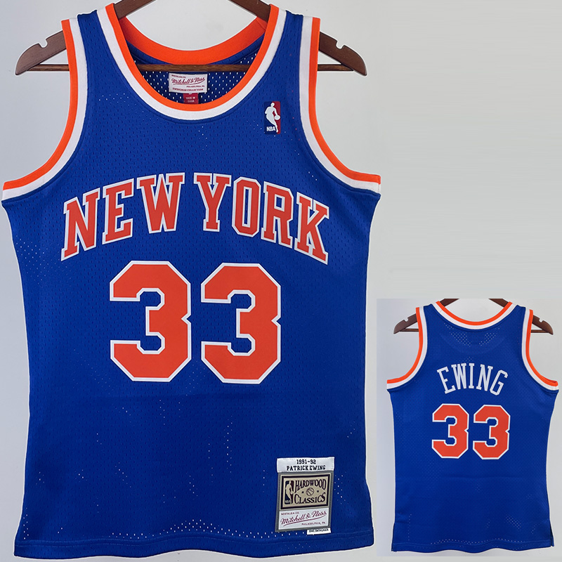 1991-92 KNICKS EWING #33 Blue Retro Top Quality...