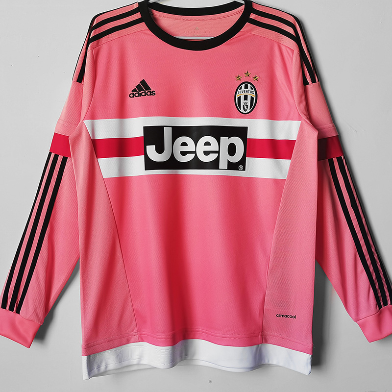 2015-2016 JUV Away Pink Retro Long Sleeve Socce...
