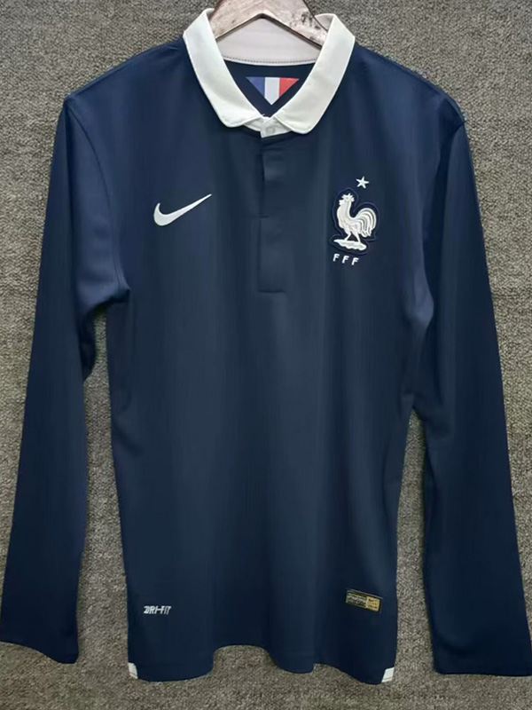 2014 France Home Long Sleeve Retro Soccer Jersey (长袖)