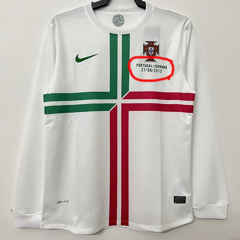 2012 Portugal Away Long Sleeve Retro Soccer Jer...