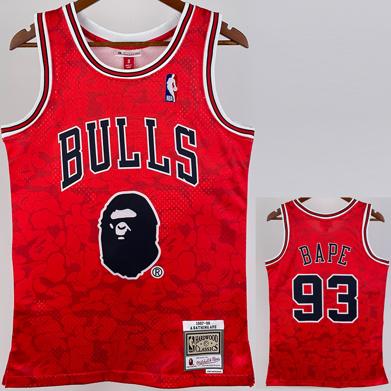 2023 BULLS & BAPE #93 Red Top Quality Hot Press...