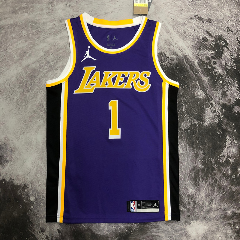 LAKERS RUSSELL #1 Purple Top Quality Hot Pressi...