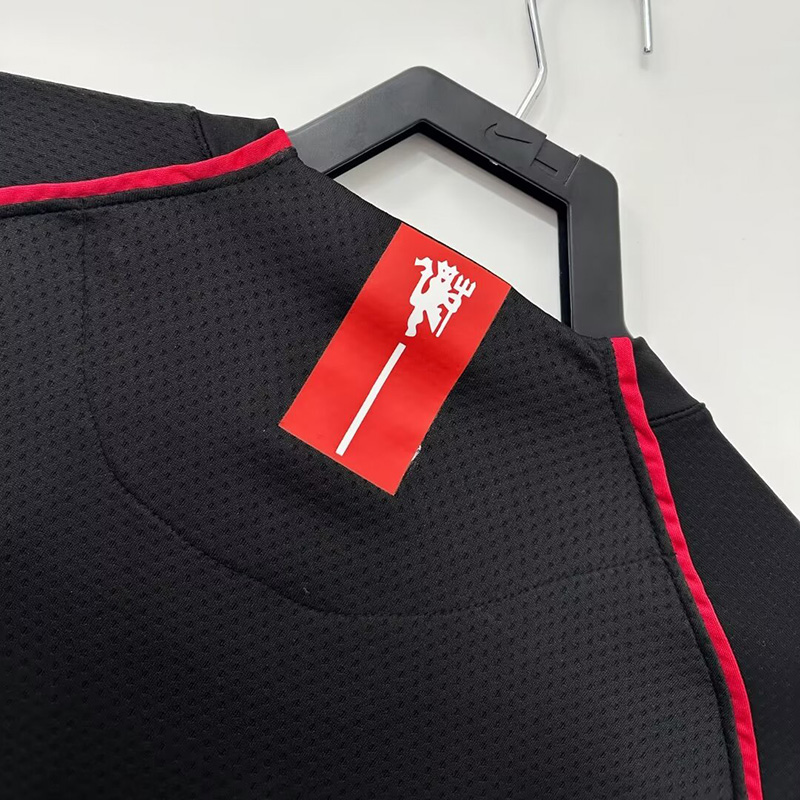 2007-2008 Man Utd Away Black Retro Soccer Jersey