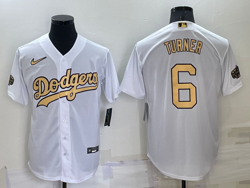 2022 Men's Los Angeles Dodgers Turner 6 white MLB Jersey