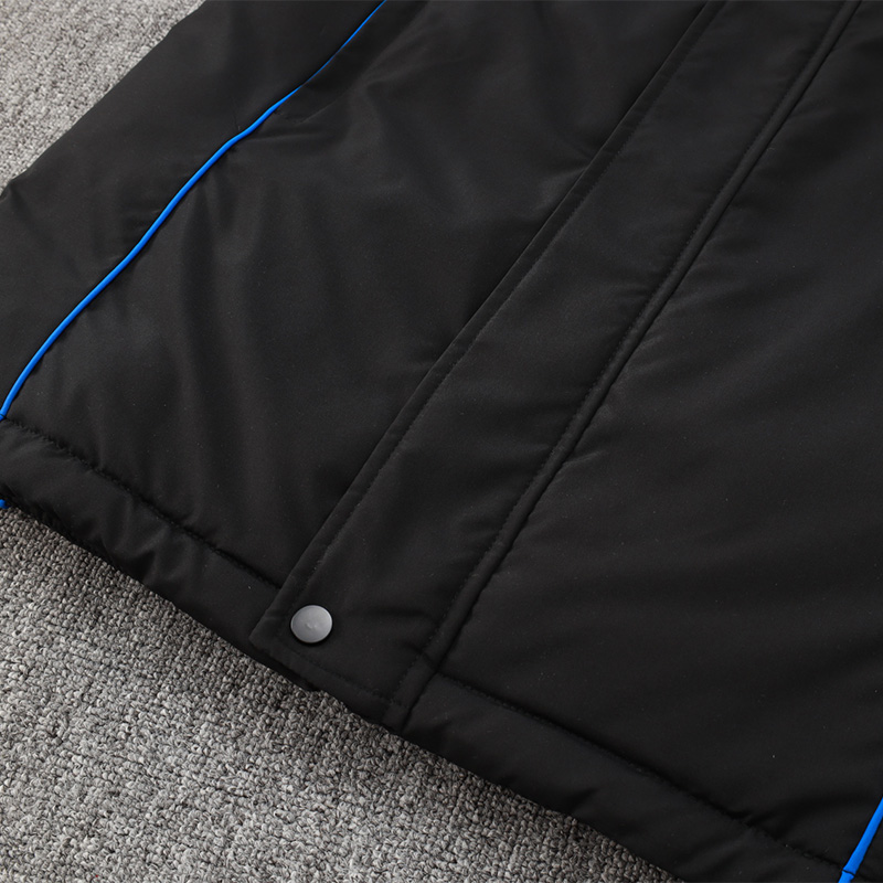 24-25 Germany Black Hooded Windbreaker Fabric Cotton Coat #G201