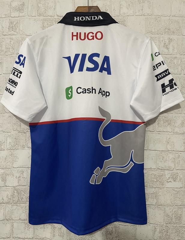 2024 F1 Red Bull White Blue Polo Racing Suit(有领)