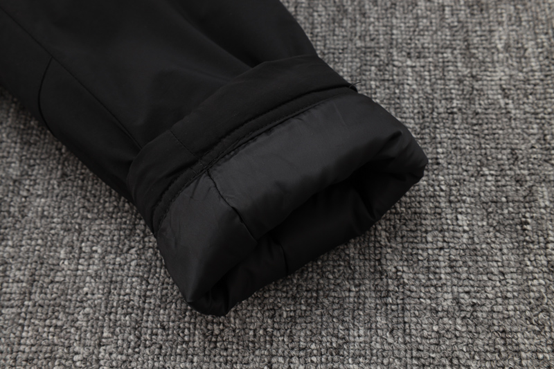 24-25 Napoli Black Hooded Windbreaker Fabric Cotton Coat #G237