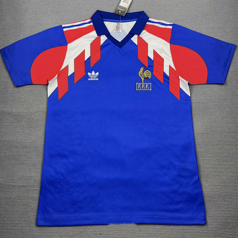 1990-1991 France Home Retro Soccer Jersey