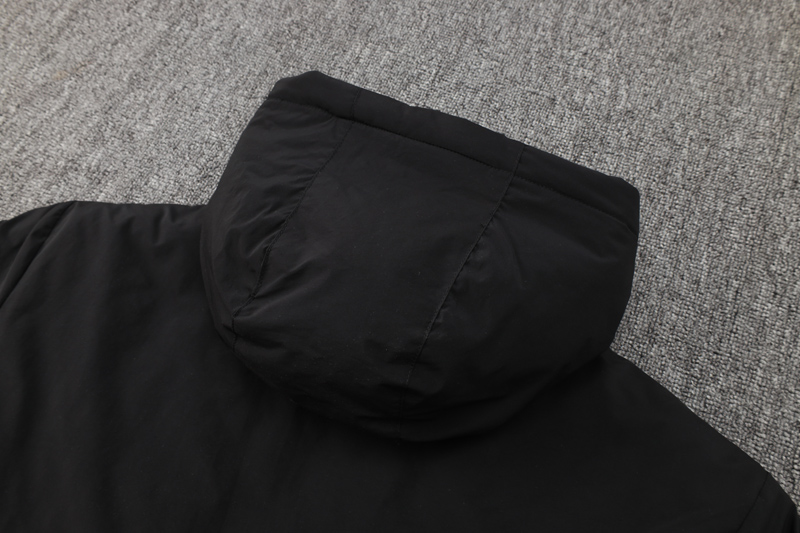 24-25 Marseille Black Hooded Windbreaker Fabric Cotton Coat #G248(橙标)