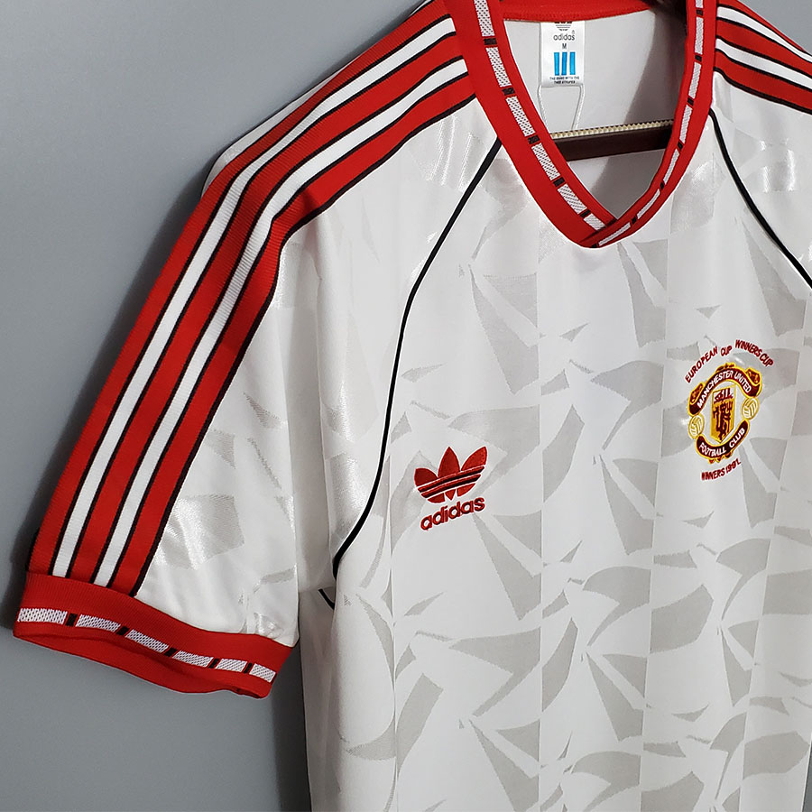 1991 Man Utd Away White Retro Soccer Jersey