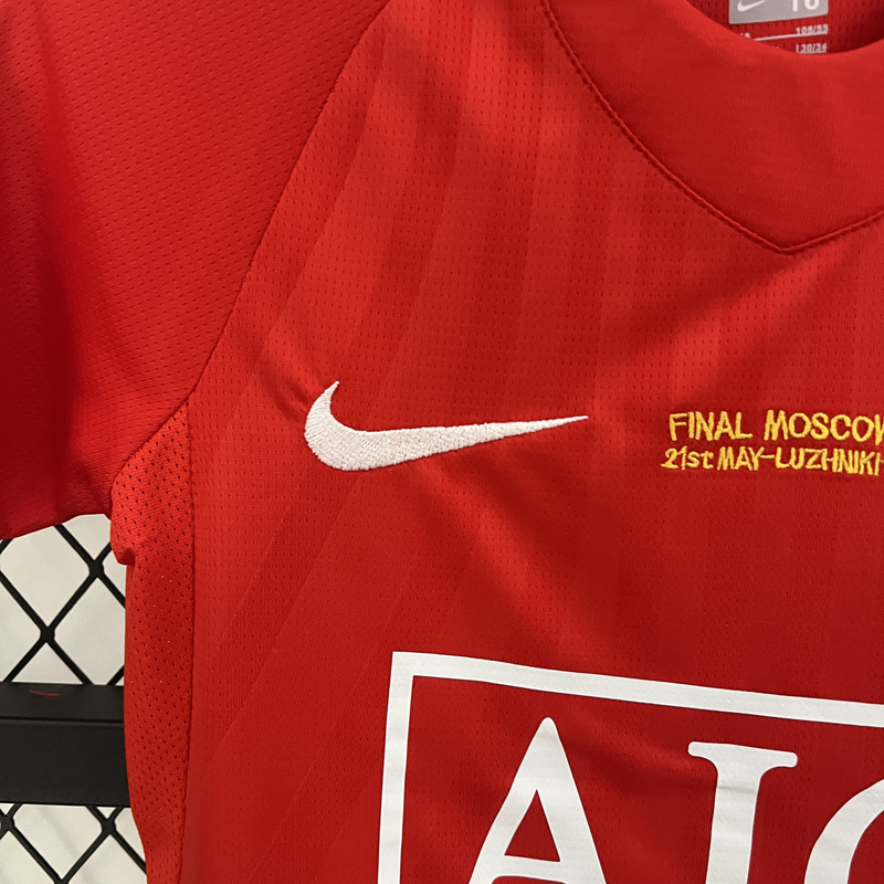 2007-2008 Man Utd Home Kids Retro Soccer Jersey...