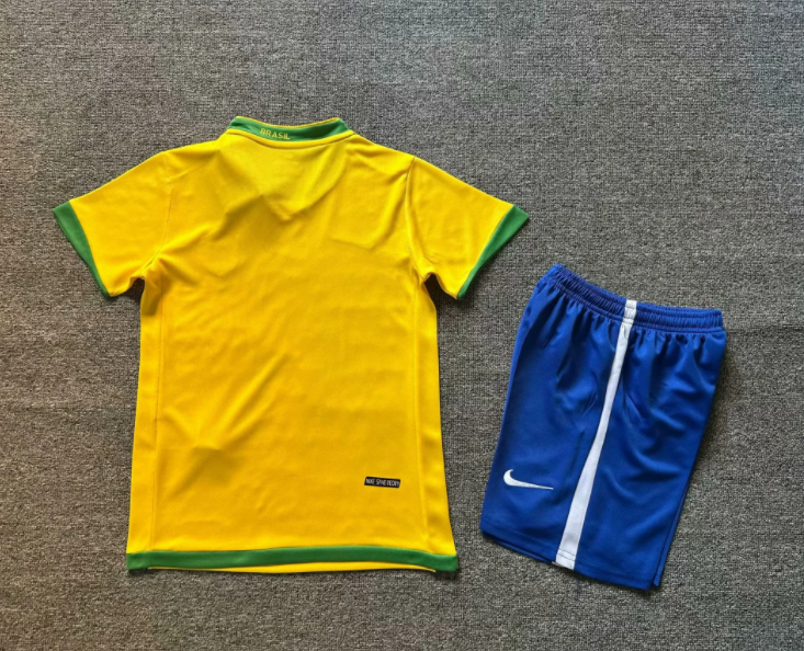 2006 Brazil Home Kids Retro Soccer Jersey