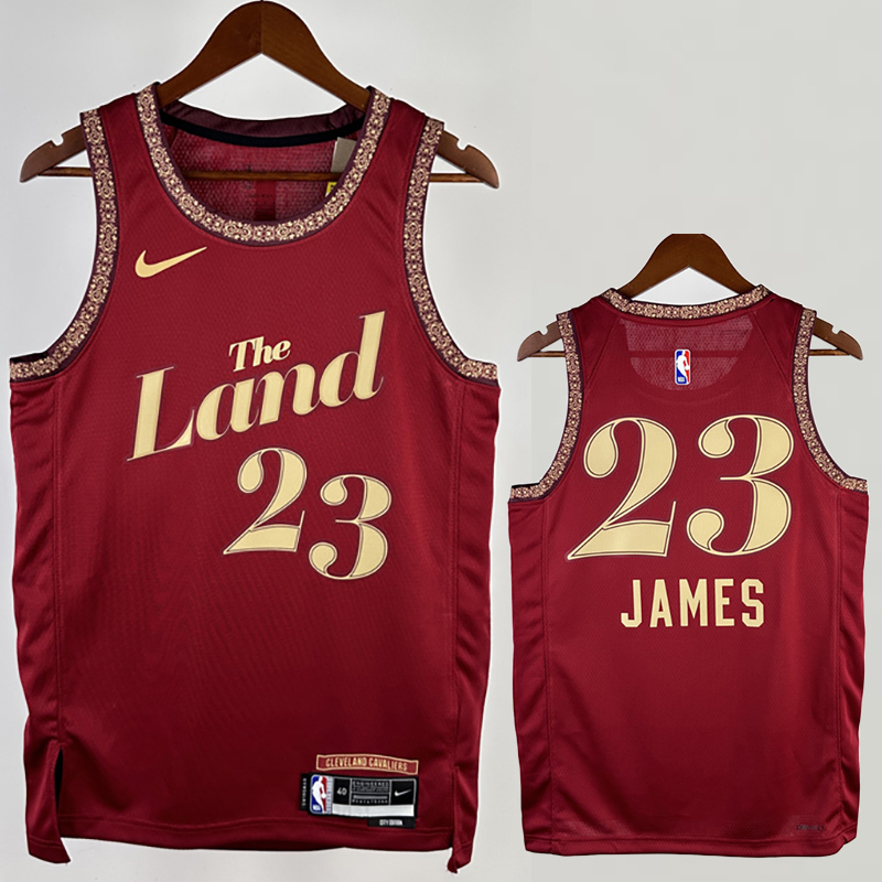 23-24 Cleveland Cavaliers JAMES #23 Red City Ed...
