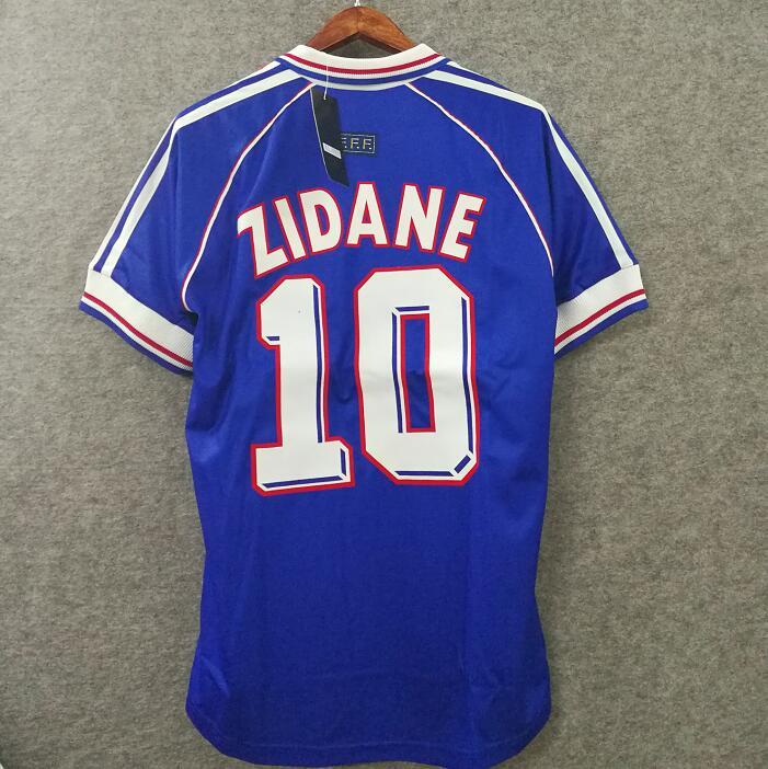 1998 ZIDANE #10 France Home Retro Soccer Jersey...