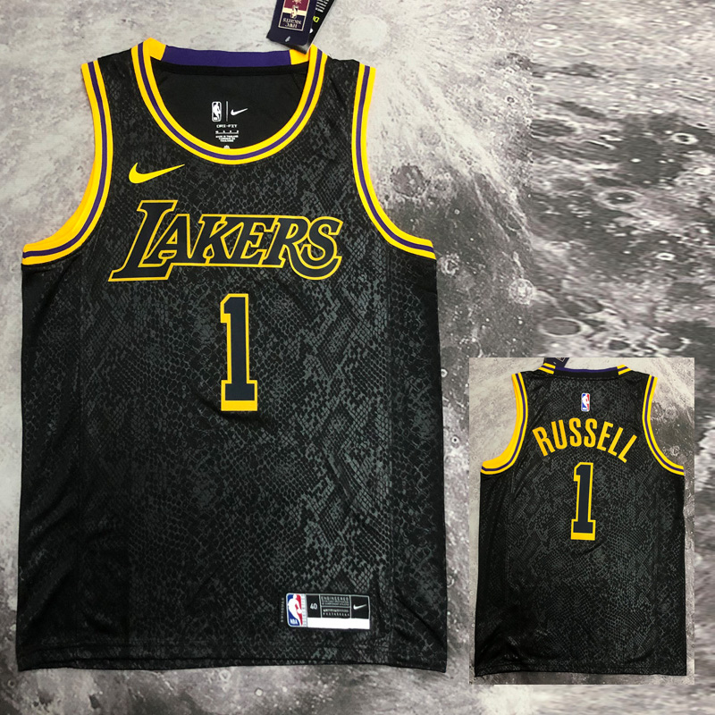LAKERS RUSSELL #1 Black Top Quality Hot Pressin...