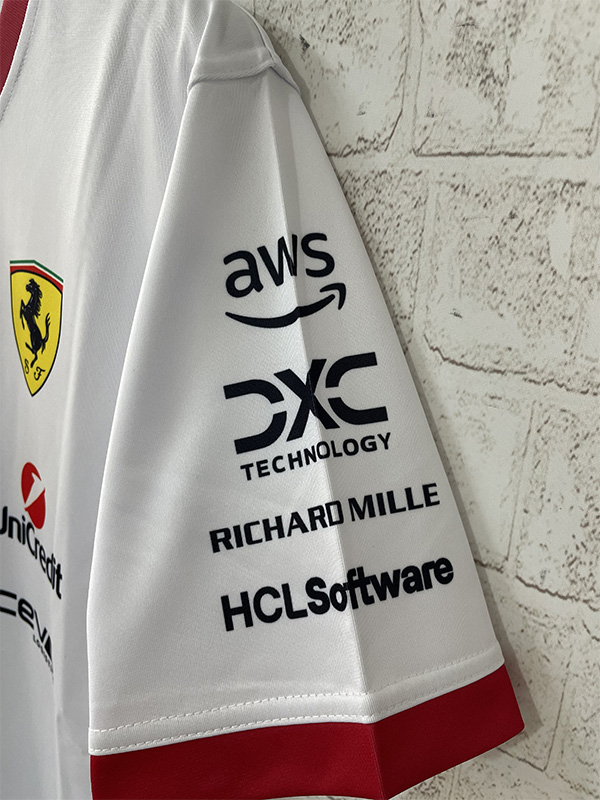 2025 F1 Ferrari White T-Shirts Racing Suit (圆领)
