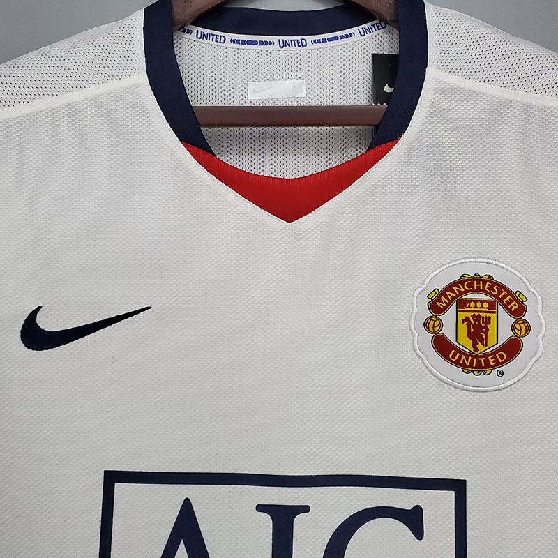 2008-2009 Man Utd Away White Retro Soccer Jersey