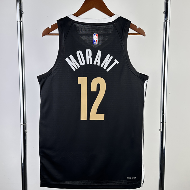 23-24 Grizzlies MORANT #12 Black City Edition T...