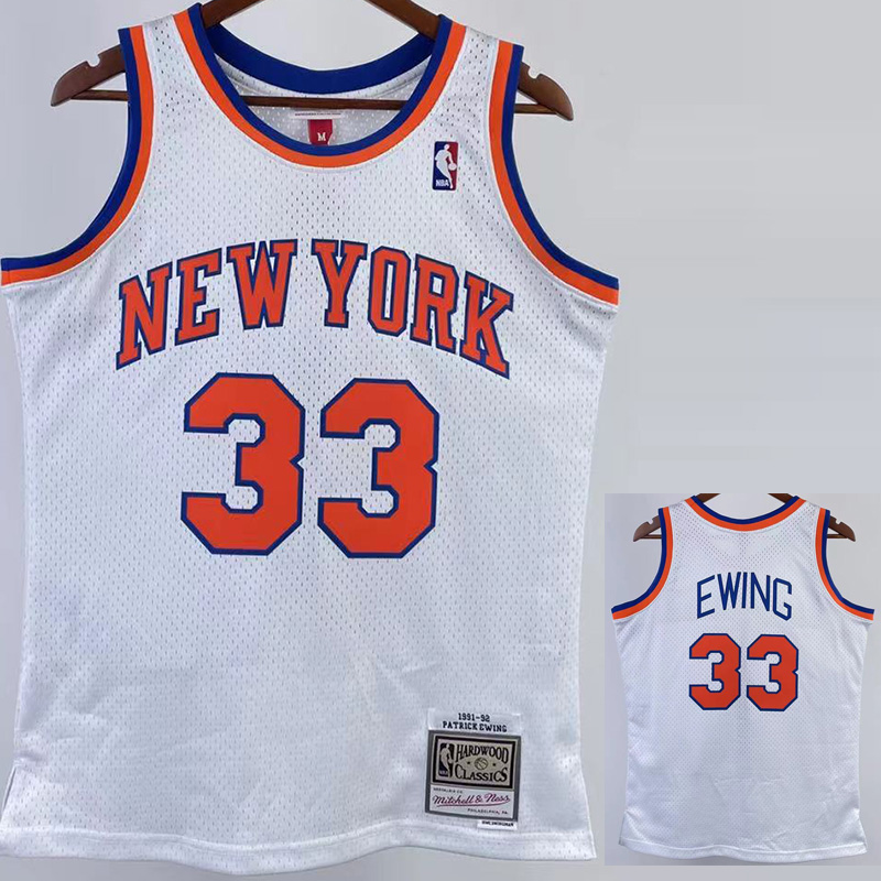 1991-92 KNICKS EWING #33 White Retro Top Qualit...