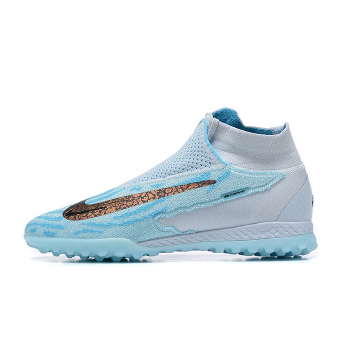 Phantom GX Elite DF Link TF High Soccer Shoes-Blue/Gray-1100443