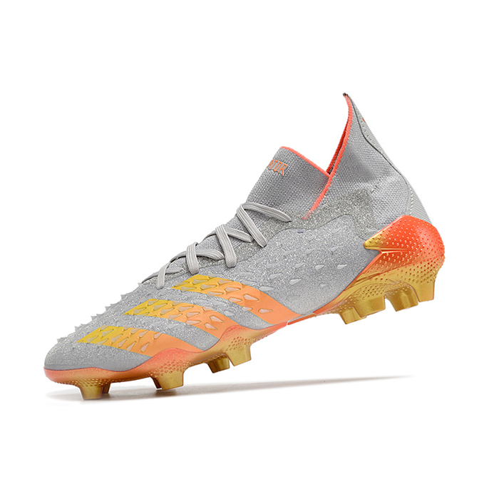 PREDATOR FREAK + FG High Soccer Shoes-Gray/Orange-3861034