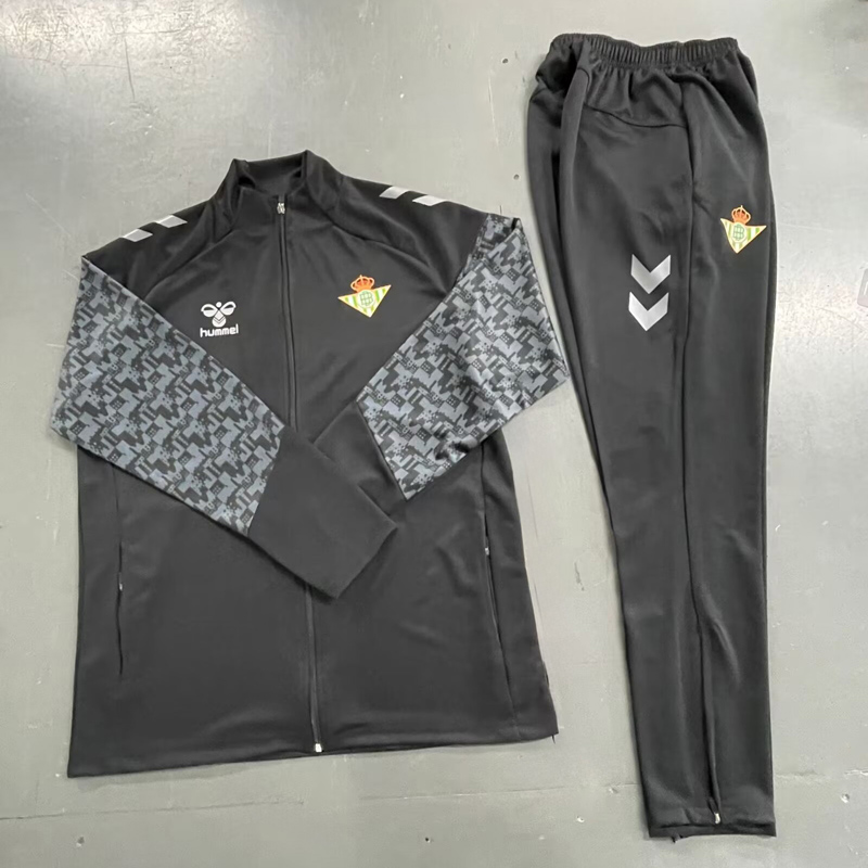 24-25 Real Betis Black Jacket Tracksuit (Pants Have Pocket)