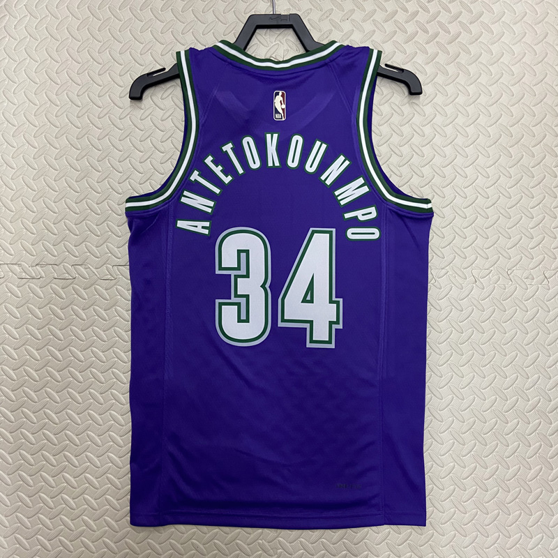 22-23 BUCKS ANTETOKOUNMPO #34 Purple Top Qualit...