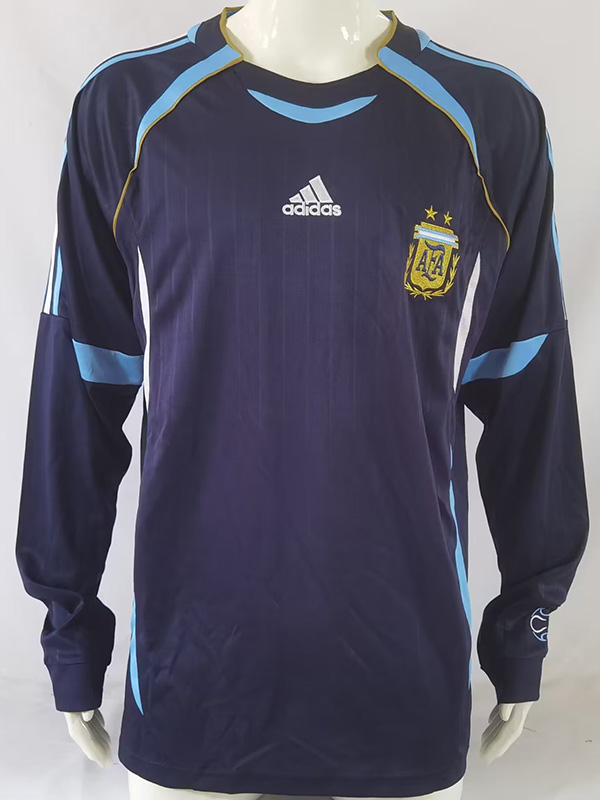 2006 Argentina Away Long Sleeve Retro Soccer Je...