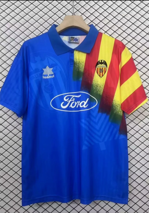 95-96 Valencia Home White Retro Soccer Jersey